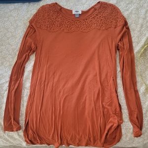 Orange lace shoulder tunic